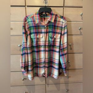 Ralph Lauren Vibrant Women’s Plaid Button Down Shirt
